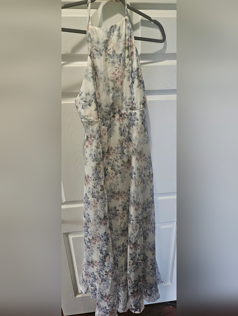 NWT Lulus Truly For You Ivory Floral Print Backless Halter Maxi Dress - Size L